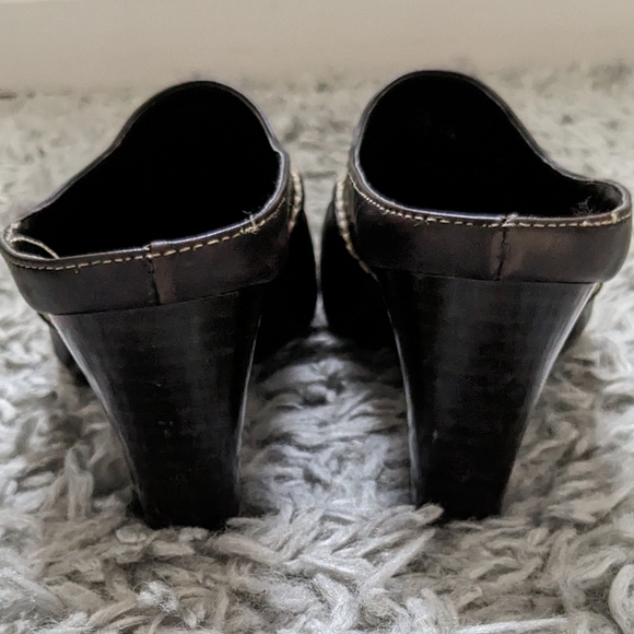 Aerosoles Leather Catch Me Mule Kitten Heel 6.5 Brown Leather Square Toe 3" Heel - Picture 8 of 9